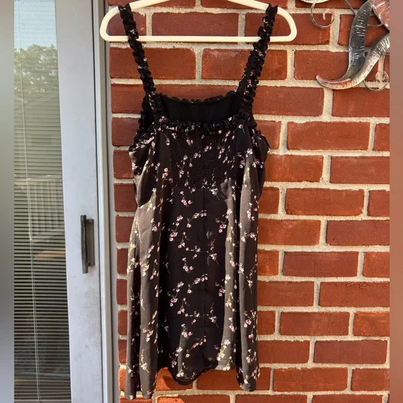 Lulus In The Garden Black Floral Print Skater Dress - Size L - Picture 10 of 10